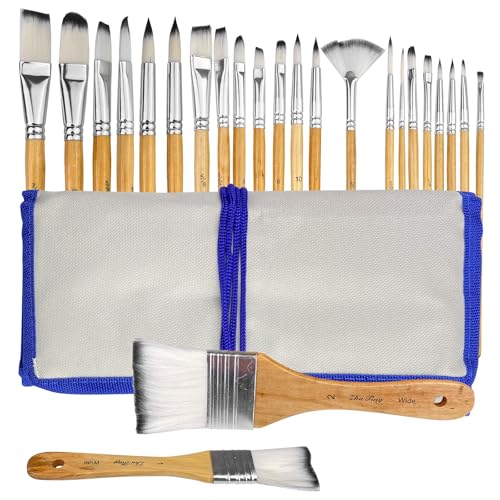 MeoZynxadril 24 Stück Pinselset, Pinselset Acrylfarben, Pinsel Set aus Synthetik, Pinsel Acrylfarbe Aquarell, mit Organisationstasche, für Acryl, Aquarelle und Malen nach Zahlen, Steinmalerei MeoZynxadril 24 Stück Pinselset, Pinselset Acrylfarben, Pinsel Set aus Synthetik, Pinsel Acrylfarbe Aquarell, mit Organisationstasche, für Acryl, Aquarelle und Malen nach Zahlen, Steinmalerei von MeoZynxadril