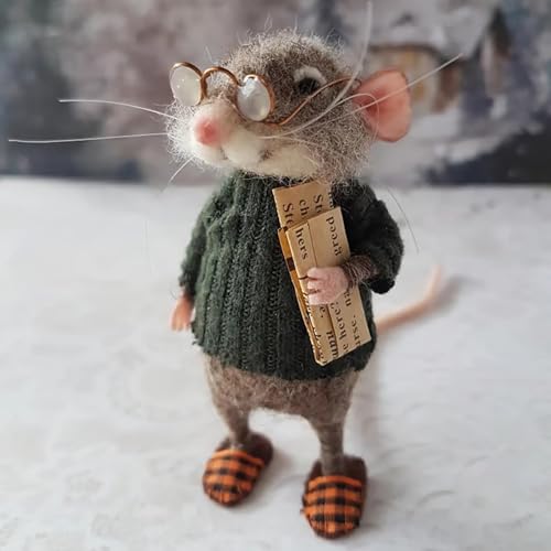 Meokro Niedliche Nadelfilzmaus, Weihnachtsdekoration, handgefertigte Nadelfilzmäuse, Winter-Weihnachten, Nadelfilz, Weihnachtsmaus, Puppen-Dekorationen (fertiges Produkt) von Meokro