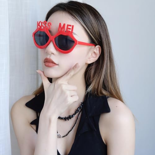Valentinstag Brille Damen Herzförmige Sonnenbrille Dekorative Brille Modische Photo Booth Prop Geschenke für Frauen Mann von Meokro
