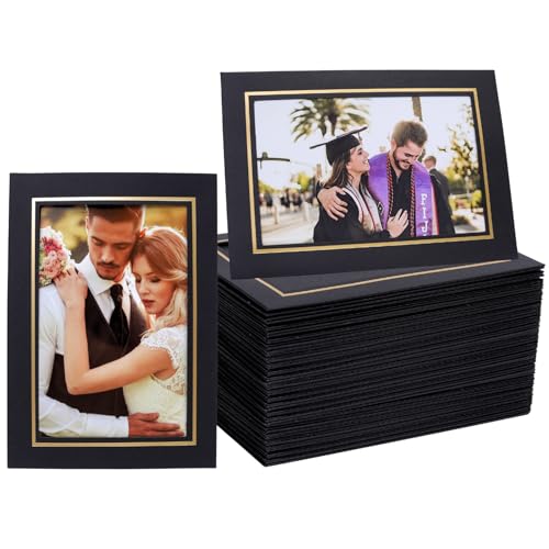Meonua 100 Stück stehende Papier-Bilderrahmen, 10 x 15 cm, mit Staffelei, Papier-Bilderrahmen, Karten, Galerierahmen für Heimwerker, Hochzeit, Abschlussfeier, Klassenzimmer (schwarz) von Meonua
