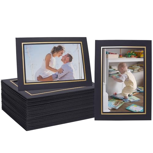 Meonua Stehender Papier-Bilderrahmen, 10 x 15 cm, mit Staffelei, Papier-Bilderrahmen, Karten, Galerierahmen für Heimwerker, Hochzeit, Klassenzimmer, Abschlussfeier (schwarz), 50 Stück von Meonua