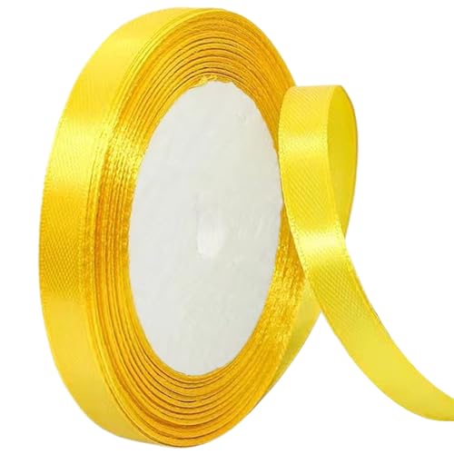 1 Roll Gelbband, 0, 4 Zoll x 24 Meter Satinband Polyester Feiertag für Geschenkverpackung, Kunsthandwerk, Hochzeit, Haarbögen, Kränze von Meooyo