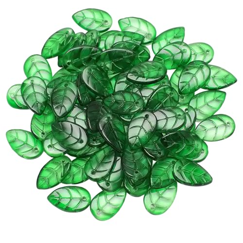 100pcs Blattperlen 0, 39 x 0, 71 Zoll DIY Dekorative kleine grüne Glasblattperlen für Schmuck Wind Glocken 100pcs Blattperlen 0, 39 x 0, 71 Zoll DIY Dekorative kleine grüne Glasblattperlen für Schmuck Wind Glocken von Meooyo