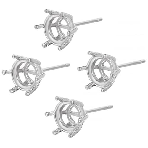 2 Paare Schmuckzubehör, 925 Silber 6 Pongs Stud Post Ohrring -Rohlinge, DIY -Ohrringzubehör für 5 mm runde Edelsteingeschenk von Meooyo