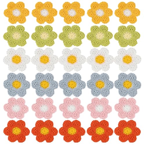 30pcs Häkelblume süße DIY Sonnenblume Stoff Stoff gestrickt Blumen Dekorative Nähen auf Blumenflecken zum Nähen von Handwerksbehörden 30pcs Häkelblume süße DIY Sonnenblume Stoff Stoff gestrickt Blumen Dekorative Nähen auf Blumenflecken zum Nähen von Handwerksbehörden von Meooyo