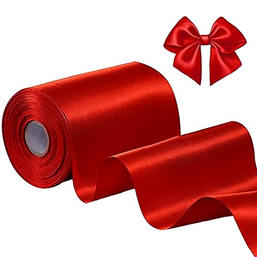Breites Band 4 Zoll x 22 yd Hochzeitsauto -Band Bänder Cuttable dicke doppelseitige Bänder zum Handwerk für Zeremonie Bogen Hochzeitsstühle Festzug Flügel rot von Meooyo