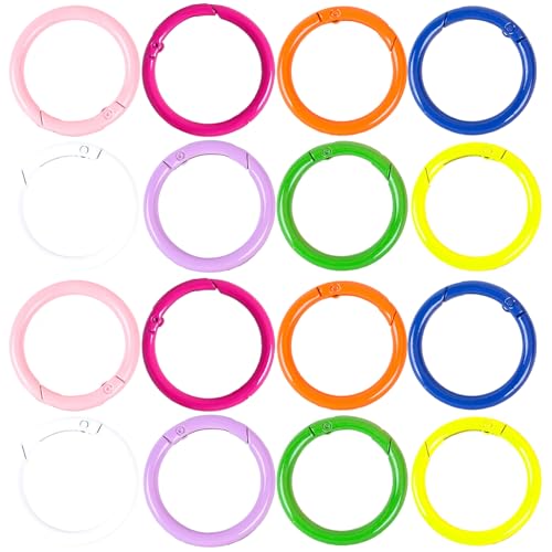 Feder O Ring, 16pcs 8 Farben Federringverschluss, 41 mm runder Carabiner -Clip, Metallschlüsselkettenclip für Schlüsselbeutel Handtasche der Schlüsselbeutel von Meooyo