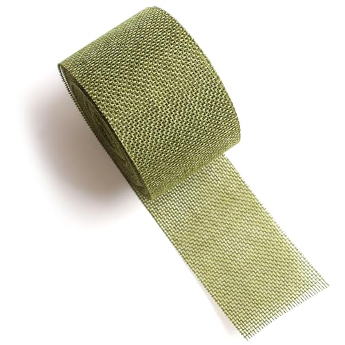 Sackleinenband 2 Zoll breit und 394 Zoll lang anpassbares dunkelgrünes Leinenband für Weihnachten, Hochzeit, DIY -Handwerk, Ornament von Meooyo