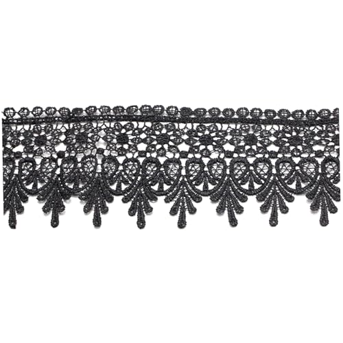 Schwarze Spitzenverkleidung, 3, 5 Breite 5 -Yard -Länge Blumenblumen -Spitzenband, unelastische Verzierung Trim für Vorhang Tischdecke Slipcover DIY -Kleidung/Accessoires von Meooyo