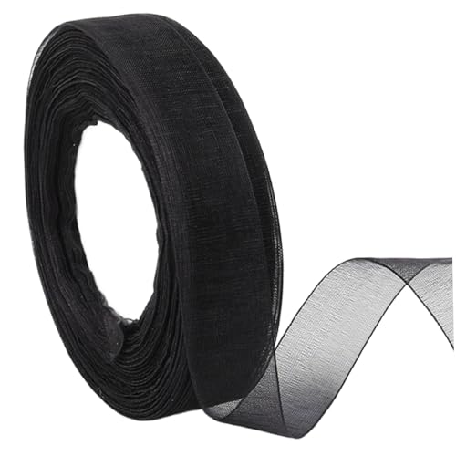 Sheer Ribbon 1 Roll 150 Fuß lang 1 Zoll breites Netzband Minimalist Schwarz Cuttable DIY-freundlich dekorativ für Blumenstrauß, Geschenkverpackung von Meooyo