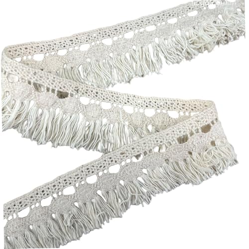 Spitzenverkleidung für das Nähen von 10 Yards Elegante Fransenkante Blumensticke Baumwollfaden Spitzenverkleidung für Kleidermanschettenkragen DIY von Meooyo