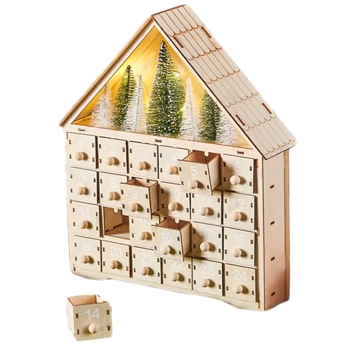 Weihnachtsab Adventskalender mit LEDs Holz Adventskalender mit Weihnachtsbaum und 24 Schubladen Dekorationen für Erwachsene Kinder Geschenke Home Dekoration Weihnachtsab Adventskalender mit LEDs Holz Adventskalender mit Weihnachtsbaum und 24 Schubladen Dekorationen für Erwachsene Kinder Geschenke Home Dekoration von Meooyo