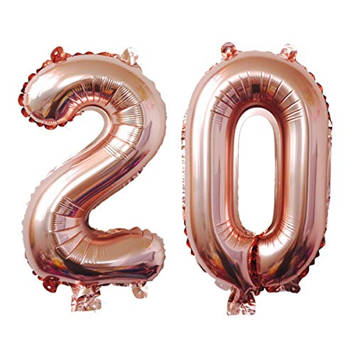 Meowoo Helium Luftballon Nummer 20 Geburtstag 100CM Folienballon Zahl Nummer Geburtstag Party Dekoration Supplies(Rose Gold Num 20) von Meowoo