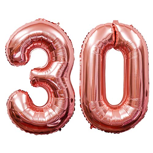 Meowoo Helium Luftballon 30 Geburtstag 100CM Folienballon Zahl 30 Geburtstag Party Dekoration Supplies (Rose-Gold Num 30) von Meowoo