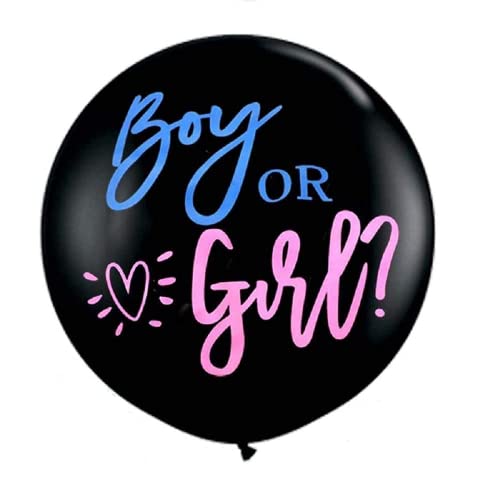 Meowoo Luftballon Boy or Girl, 90CM Geschlecht Offenbaren Latexballon Riesen mit Konfetti, Baby Shower Party Girl Dekoration Party Ballon für Baby(1 Stück) von Meowoo