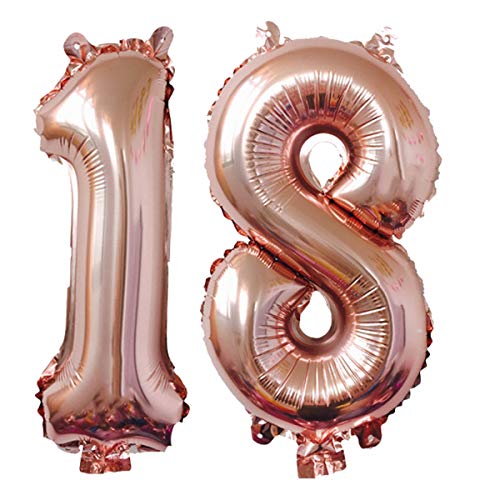 Meowoo Helium Luftballon 18 Riesen Geburtstag 100CM Folienballon 40 Zoll Zahl 18 XXL Geburtstag Party Dekoration Supplies Geburtstagsdeko (Rose Gold) von Meowoo