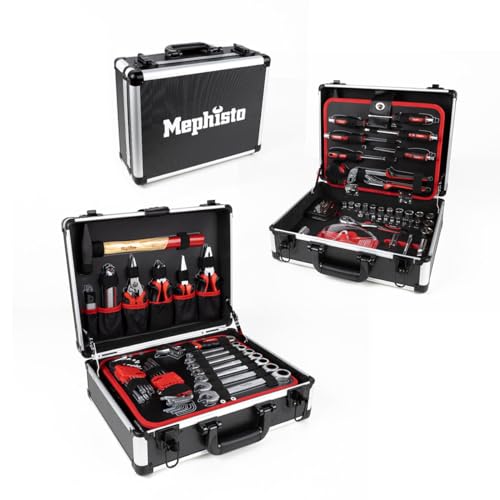 Mephisto Werkzeugkoffer - Werkzeugkoffer - Premium XL Werkzeugset mit Chrom- Vanadium Werkzeug bestückt Bitaufsatzadapter von Mephisto