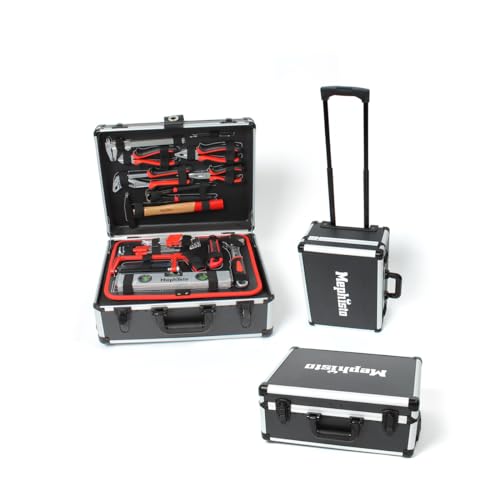 Mephisto Werkzeugkoffer - Werkzeugtrolley - Premium XXL Werkzeugset mit GS und VDE zertifiziertem Chrom- Vanadium Werkzeug bestückt Bitaufsatzadpter, Elektrikerschraubendreher uvm. von Mephisto