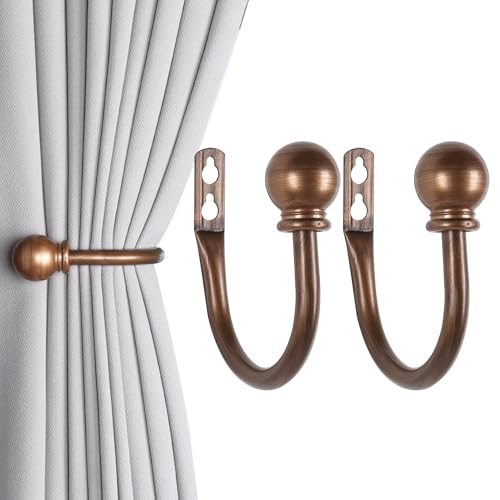 Meplait Curtain Holdbacks, 2 Pack Vorhang Krawatte Rücken Haken Wand montiert Vorhang Krawattenhalter Vorhanghalter für Vorhänge (Bronze) von Meplait