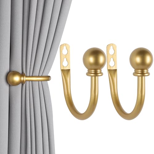 Meplait Curtain Holdbacks, 2 Pack Vorhang Krawatte Rücken Haken Wand montiert Vorhang Krawattenhalter Vorhanghalter für Vorhänge (Gold) von Meplait