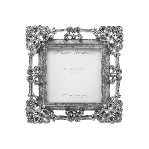 1 Stück Meprotal 10,2 x 10,2 cm kleiner, quadratischer Vintage-Bilderrahmen mit Staffelei, dekorativer antiker Vintage-Bilderrahmen, florales Design für Tischwand, künstlerische Heimdekoration 1 Stück Meprotal 10,2 x 10,2 cm kleiner, quadratischer Vintage-Bilderrahmen mit Staffelei, dekorativer antiker Vintage-Bilderrahmen, florales Design für Tischwand, künstlerische Heimdekoration von Meprotal
