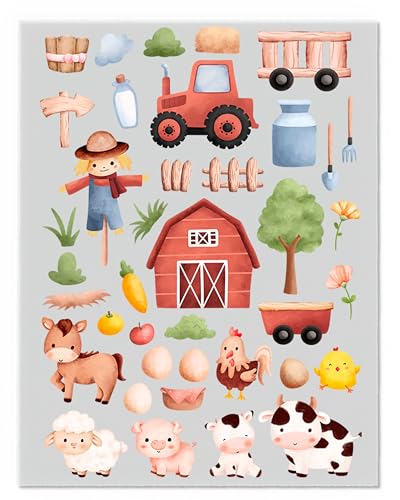 Bauernhof Bügelbilder-Set – Verschiedene Motive und Größen auf A4-Bogen – Zum Selbstgestalten von Textilien für Kinder & Erwachsene D77 Bauernhof Bügelbilder-Set – Verschiedene Motive und Größen auf A4-Bogen – Zum Selbstgestalten von Textilien für Kinder & Erwachsene D77 von Merchfy