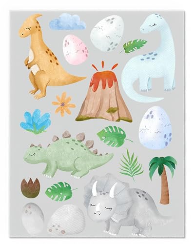 Dinosaurier Bügelbilder-Set – Verschiedene Motive und Größen auf A4-Bogen – Zum Selbstgestalten von Textilien für Kinder & Erwachsene D76 von Merchfy