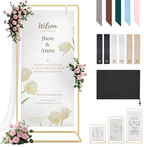 Hochzeits-Willkommensschild-Halter, verstellbare Staffelei für Hochzeitsschilder, Ständer und Sitztafeln, Metall-Staffelei für Schilder, Empfang, goldfarbener Willkommensschild-Halter für Party Hochzeits-Willkommensschild-Halter, verstellbare Staffelei für Hochzeitsschilder, Ständer und Sitztafeln, Metall-Staffelei für Schilder, Empfang, goldfarbener Willkommensschild-Halter für Party von Mercijzyasang