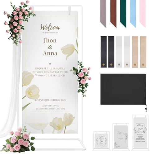Hochzeits-Willkommensschilder-Ständer – verstellbare Staffelei für Hochzeitsschilder, Ständer und Sitzplaketten, Metall-Staffelei für Schilder, Empfang, weißer Willkommensschild-Halter für Party Hochzeits-Willkommensschilder-Ständer – verstellbare Staffelei für Hochzeitsschilder, Ständer und Sitzplaketten, Metall-Staffelei für Schilder, Empfang, weißer Willkommensschild-Halter für Party von Mercijzyasang