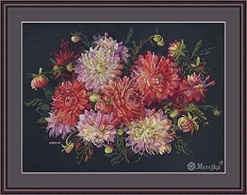 Merejka K-219 Kreuzstich-Set, Dahlien, Baumwolle, mehrfarbig, 30 x 40 cm Merejka K-219 Kreuzstich-Set, Dahlien, Baumwolle, mehrfarbig, 30 x 40 cm von Merejka