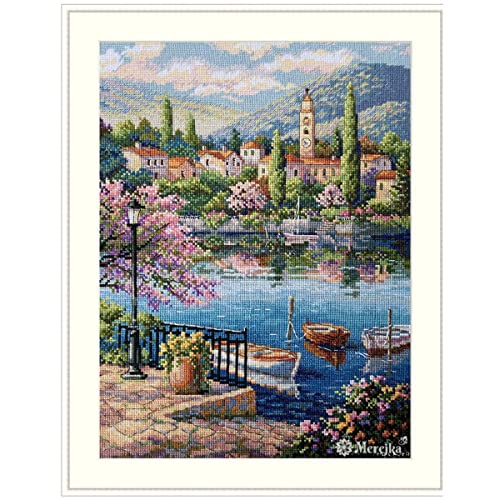 Merejka Kreuzstich Set Dorfsee Nachmittag, Zählmuster, 21,5x28,5cm Merejka Kreuzstich Set Dorfsee Nachmittag, Zählmuster, 21,5x28,5cm von Merejka