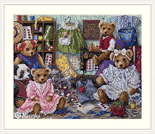 Merejka Kreuzstich Set Teddybären gekleidet, Zählmuster, 29x36cm Merejka Kreuzstich Set Teddybären gekleidet, Zählmuster, 29x36cm von Merejka