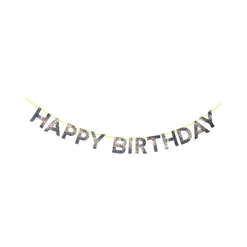 Girlande Silver Happy Birthday von Meri Meri