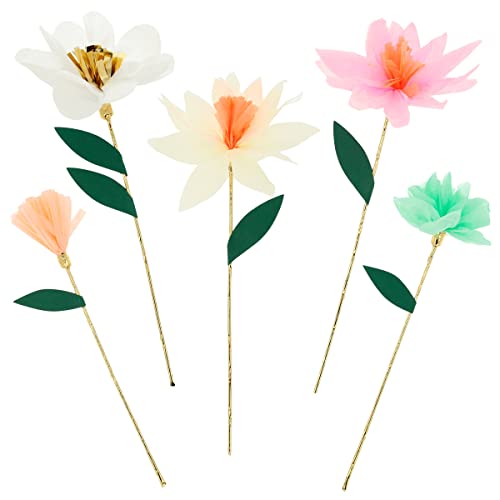 Meri Meri 10 Deko Papier-Blumen Blumengarten I Frühlingsdeko Seidenpapier Blumen mit Golddetails I Osterdeko von Meri Meri