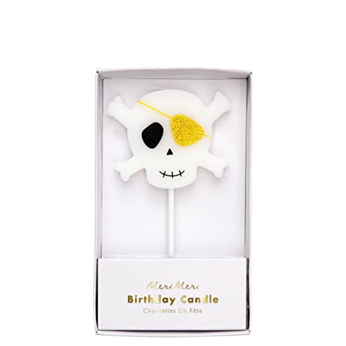 Meri Meri Große Kerze mit Totenkopf und gekreuzten Knochen, 1 Stück von Meri Meri