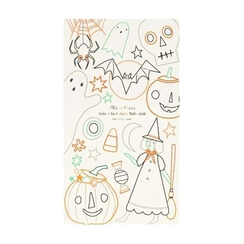 Meri Meri Halloween-Tischdecke zum Ausmalen, 127 x 238,8 cm, Einweg-Halloween-Tischdecke, Malspaß, für Kinder ab 3 Jahren, 1 Stück von Meri Meri