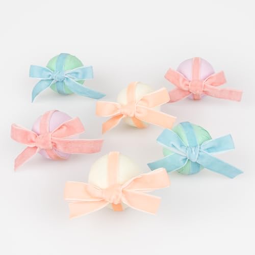 Meri Meri Samtschleife Überraschungsbälle (6 Stück), Brautparty & Babyparty, Pastell-Samtbänder von Meri Meri