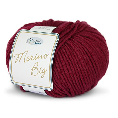 Rellana Merino Big, 60% Schurwolle (Merino), 40% Polyacryl 15 tolle Farben! (08 weinrot) von Merino