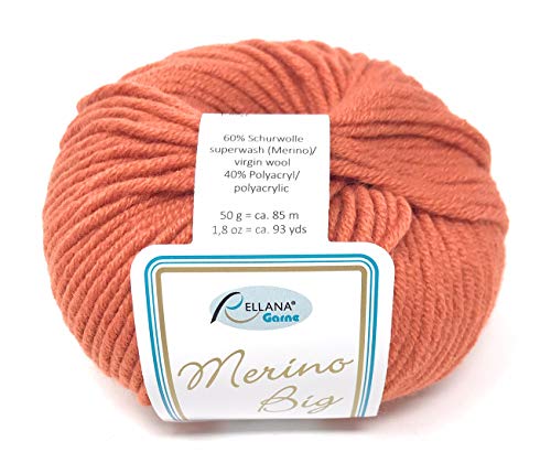 Rellana Merino Big, 60% Schurwolle (Merino), 40% Polyacryl 15 tolle Farben! (40 kupfer) von Merino