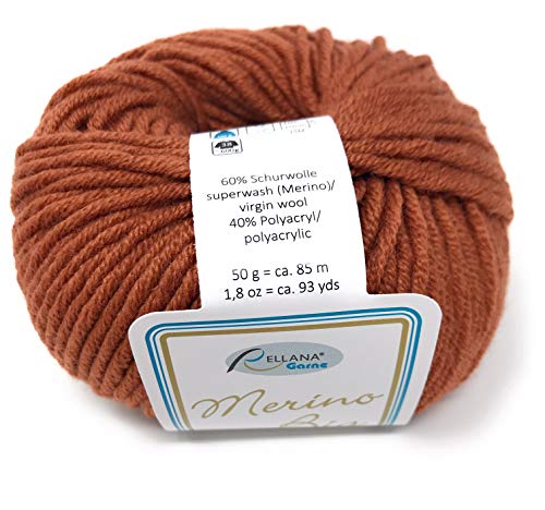 Rellana Merino Big, 60% Schurwolle (Merino), 40% Polyacryl 15 tolle Farben! (42 dunkelbraun) von Merino
