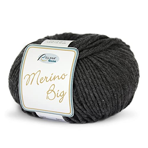 Rellana Wolle Merino Big Fb. 15 - anthrazit Wolle Nadelstärke 5 - 6 mit Merinowolle zum Stricken & Häkeln, Mützenwolle von Merino