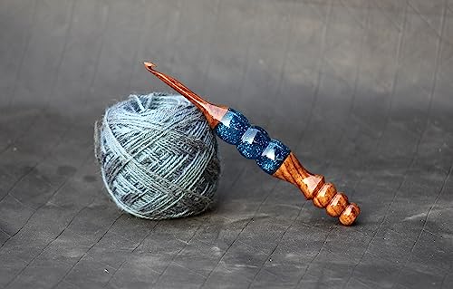 Handgefertigte Häkelnadeln aus Kunstharz, Epoxidharz, Holzmischung, ergonomisch, weicher Griff, Strickgarn, verschiedene Größen, Häkelnadeln (3,5 mm) von Merit wooden craft