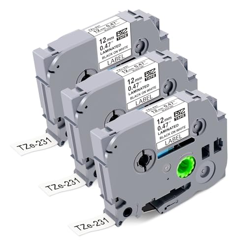 Meritom 3X Kompatible P-touch Schriftband 12mm Ersatz für Brother P-Touch Bänder Tze-231 Tze231 Tz-231 Schwarz auf Weiß für Brother 1010 PT-H100lb, H107b, PT-H105, PT-1000, 1010, PT-H100LB/R, PT-D210 Meritom 3X Kompatible P-touch Schriftband 12mm Ersatz für Brother P-Touch Bänder Tze-231 Tze231 Tz-231 Schwarz auf Weiß für Brother 1010 PT-H100lb, H107b, PT-H105, PT-1000, 1010, PT-H100LB/R, PT-D210 von Meritom