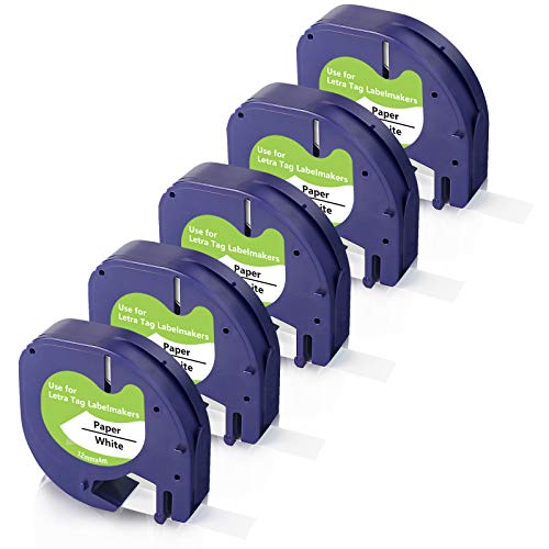Meritom Kompatible für Dymo Beschriftungsband für Dymo Letratag Etikettenband White Paper 12mm x 4m, Schwarz auf Weiß 91220 91200, Arbeit mit Letratag XR LT-100H LT-100T LT-110T 200B, 5X Meritom Kompatible für Dymo Beschriftungsband für Dymo Letratag Etikettenband White Paper 12mm x 4m, Schwarz auf Weiß 91220 91200, Arbeit mit Letratag XR LT-100H LT-100T LT-110T 200B, 5X von Meritom
