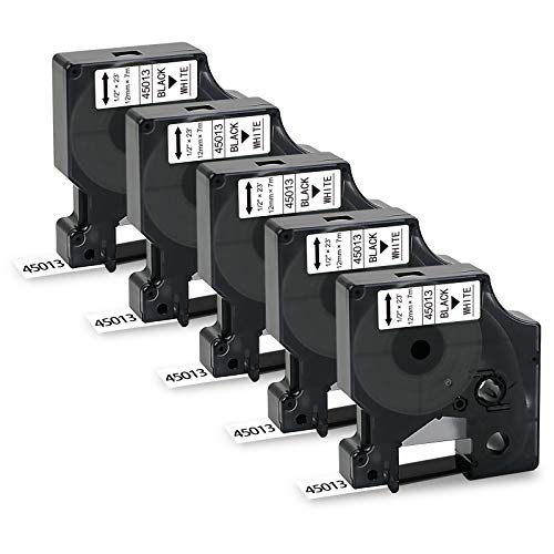 Meritom 5X Kompatibel für Dymo Etikettenband D1 12mm x 7m 45013 S0720530 Schwarz auf Weiß Schriftband für Dymo LabelManager Beschriftungsgerät 160 210D Labelpoint 250 Labelwriter 450 Duo Meritom 5X Kompatibel für Dymo Etikettenband D1 12mm x 7m 45013 S0720530 Schwarz auf Weiß Schriftband für Dymo LabelManager Beschriftungsgerät 160 210D Labelpoint 250 Labelwriter 450 Duo von Meritom