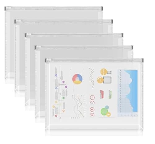 Merkaunis 30 transparente Kunststoff-Umschläge mit Reißverschluss von Merkaunis