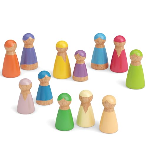 Merle Toys® Regenbogen Holzfiguren Kinder, Waldorf Spielzeug ab 2 Jahren, Waldorfpuppen in 2 Größen, Holzmännchen aus 100% FSC zertifiziertem Holz, Set mit 12 farbenfrohen Aufstellungsfiguren Merle Toys® Regenbogen Holzfiguren Kinder, Waldorf Spielzeug ab 2 Jahren, Waldorfpuppen in 2 Größen, Holzmännchen aus 100% FSC zertifiziertem Holz, Set mit 12 farbenfrohen Aufstellungsfiguren von Merle Toys