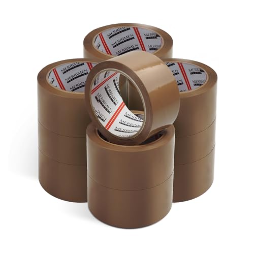 Merrimen Strapazierfähiges Paketklebeband I Sicheres, haftendes & starkes Klebeband für Verpackungskartons, Umzugskartons & große Posttüten zur Langzeitlagerung I 48mm x 66m, 12 Rollen, Braun von Merrimen