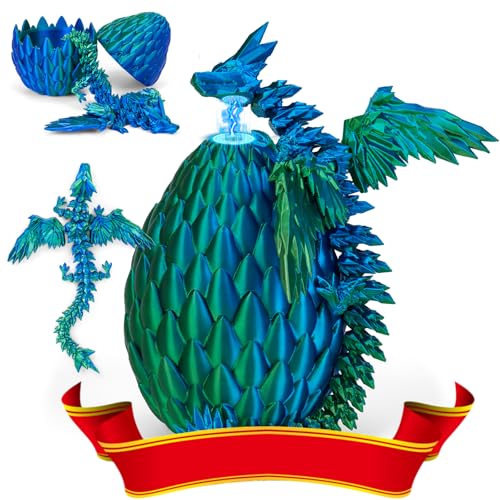 3D Gedrucktes Drachenei mit Drache mit Flügeln, 22CM Fliegender Drachen Spielzeug, Drache im Ei und Ewegliche Gelenke Kristall Drache mit DREI Magnetverschlüssen, Schreibtisch Dekoration (Blaugrün) 3D Gedrucktes Drachenei mit Drache mit Flügeln, 22CM Fliegender Drachen Spielzeug, Drache im Ei und Ewegliche Gelenke Kristall Drache mit DREI Magnetverschlüssen, Schreibtisch Dekoration (Blaugrün) von Merrwon