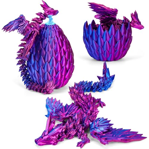 3D Gedrucktes Drachenei mit Drache mit Flügeln, 22CM Fliegender Drachen Spielzeug, Drache im Ei und Ewegliche Gelenke Kristall Drache mit drei Magnetverschlüssen, Schreibtisch Dekoration (Blauviolett) 3D Gedrucktes Drachenei mit Drache mit Flügeln, 22CM Fliegender Drachen Spielzeug, Drache im Ei und Ewegliche Gelenke Kristall Drache mit drei Magnetverschlüssen, Schreibtisch Dekoration (Blauviolett) von Merrwon